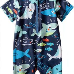 KidZone Blue Boys Zipper Swimwear Polyester-0