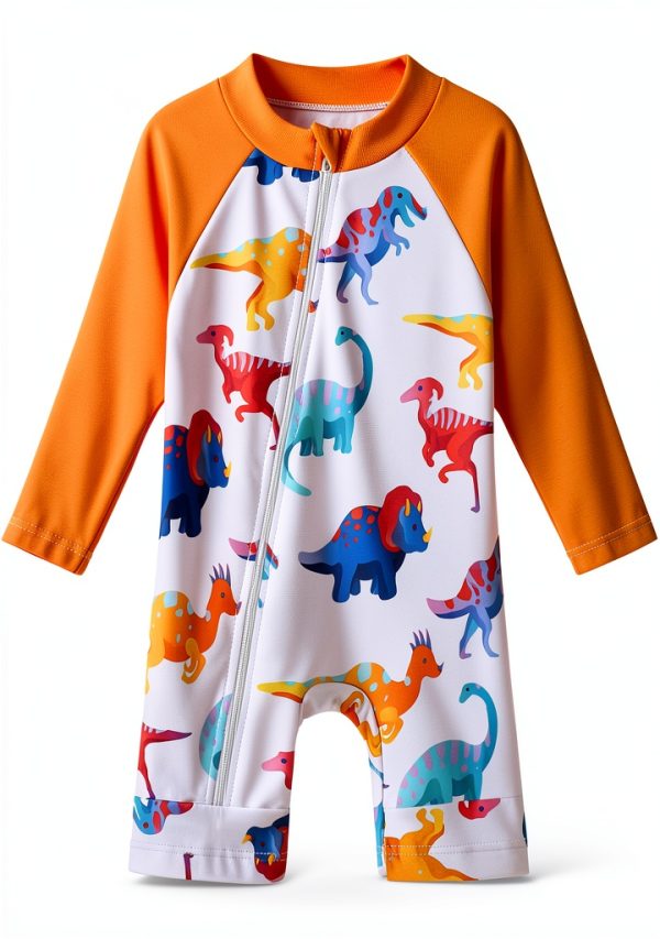 Baby Boy Swimsuits Dinosaur Polyester Fabric-0