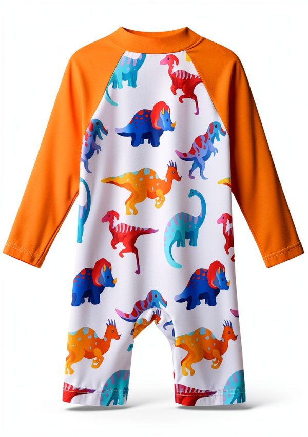 Baby Boy Swimsuits Dinosaur Polyester Fabric-1