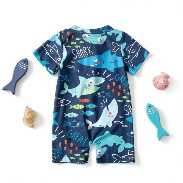 KidZone Blue Boys Zipper Swimwear Polyester-2