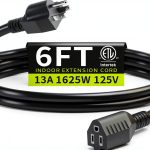 16/3 Black Extension Cord 6 FT Seeklyze ETL Listed 13A 125V Cable-0