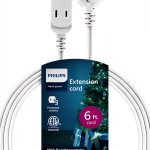 Philips 3-Outlet Extension Cord 6 Ft Flat Plug with Safety Slide White-0