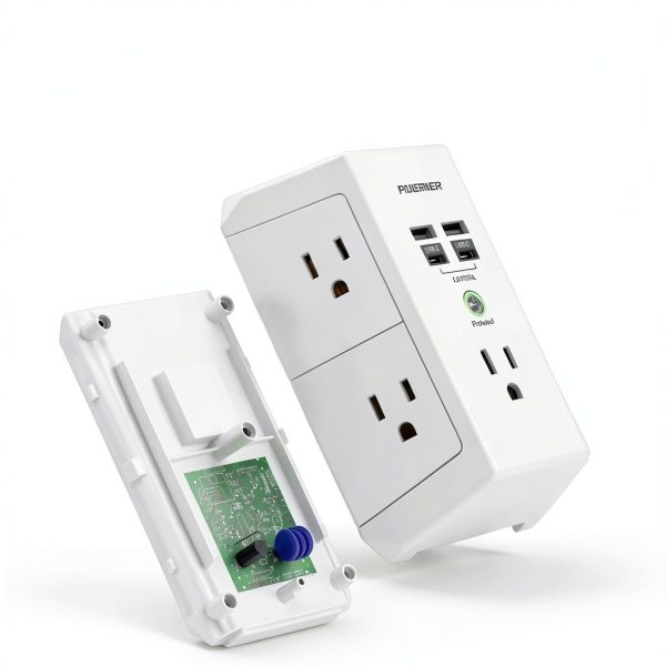Multi Outlet Extender Surge Protector POWERIVER 5-AC 4-USB White 2U2C-3
