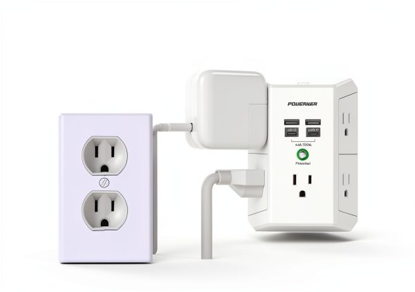 Multi Outlet Extender Surge Protector POWERIVER 5-AC 4-USB White 2U2C-5