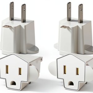 Portable 3-to-2 Prong Outlet Adapter SerBion Fireproof 1875W 4-Pack-0