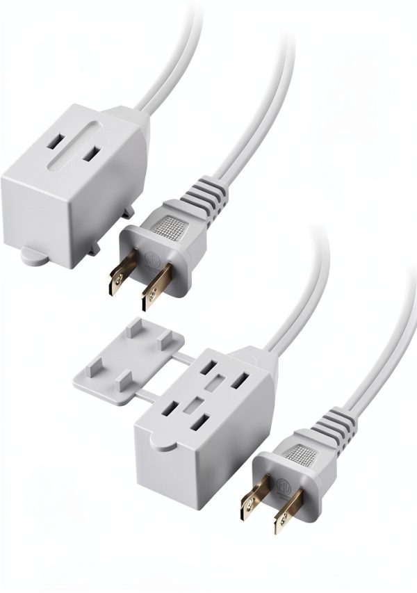 Cable Matters 2-Pack 16 AWG 2‑Prong Extension Cord 6 ft White-0