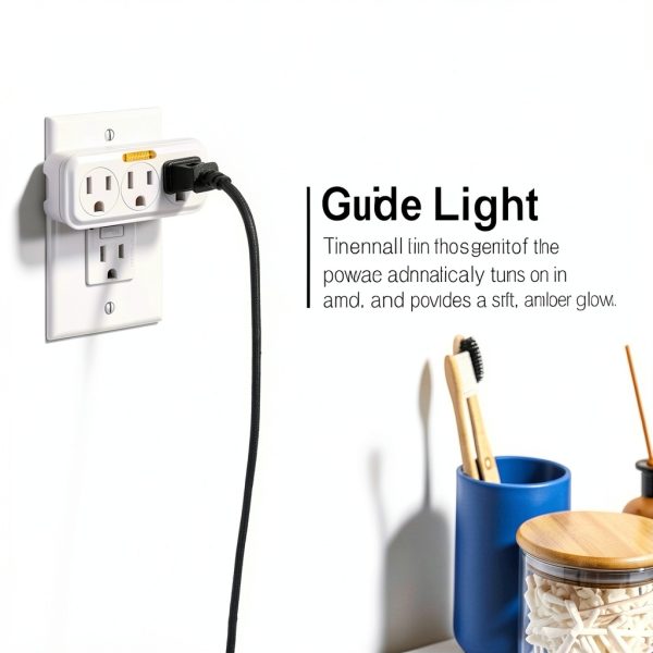 GE 3 Outlet Adapter Wall Tap with Guide Light White 3-Prong Grounded-3